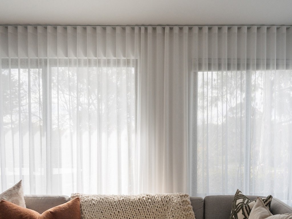 Modern living room with drapery